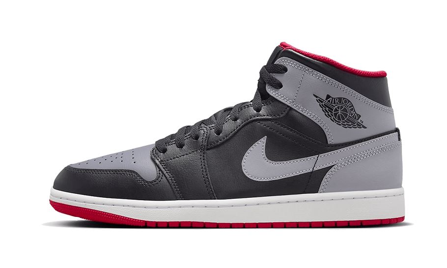 air-jordan-1-mid-black-grey-red-558030 Air Jordan 1 Mid Black Grey Red authentique