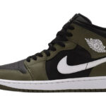 Air Jordan 1 Mid Black White Olive authentique