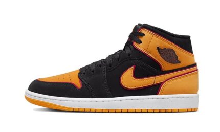 Air Jordan 1 Mid Fat Tongue Black Orange authentique