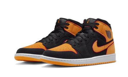 Air Jordan 1 Mid Fat Tongue Black Orange - vue 2