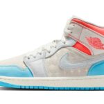 Air Jordan 1 Mid Sail Hot Lava Blue Chill authentique