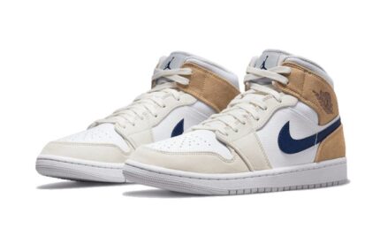 Air Jordan 1 Mid Tan Suede Navy - vue 2