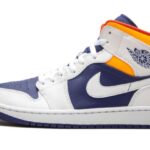 Air Jordan 1 Mid White Laser Orange Deep Royal Blue authentique