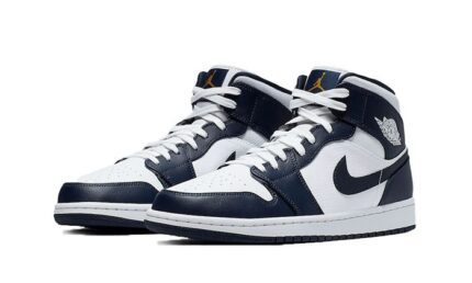 Air Jordan 1 Mid White Metallic Gold Obsidian - vue 2