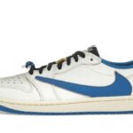 Air Jordan 1 Retro Low OG SP Fragment x Travis Scott Sail Military Blue authentique