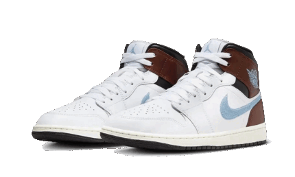 Air Jordan 1 Retro Mid SE Brown Blue Grey - vue 2
