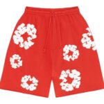 Denim Tears The Cotton Wreath Shorts Red authentique