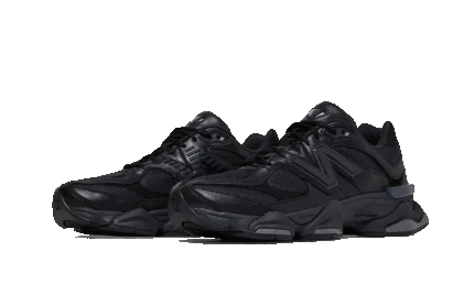 New Balance 9060 Triple Black Leather - vue 2