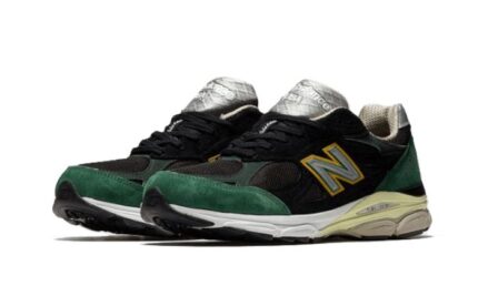 New Balance 990 V3 Black Green Yellow - vue 2