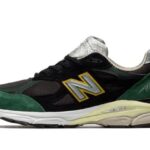 New Balance 990 V3 Black Green Yellow authentique