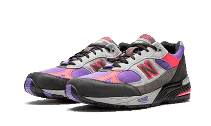 New Balance 991 Made In UK Palace Black Purple Pink - vue 2