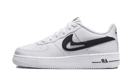 Nike Air Force 1 Low Cut Out Swoosh White Black authentique