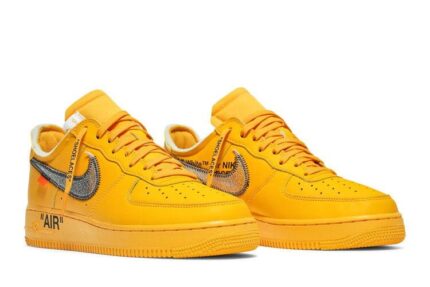 Nike Air Force 1 Low Off-White University Gold Metallic Silver - vue 2