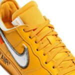 Nike Air Force 1 Low Off-White University Gold Metallic Silver - vue 3