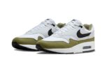 Nike Air Max 1 White Black Medium Olive - vue 2