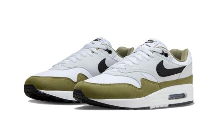 Nike Air Max 1 White Black Medium Olive - vue 2