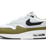 Nike Air Max 1 White Black Medium Olive authentique