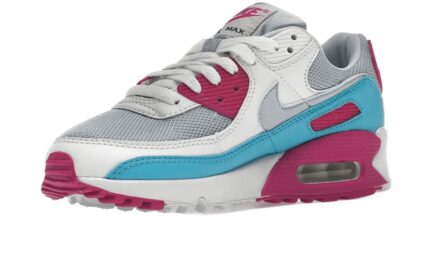 Nike Air Max 90 White Vivid Pink Light Blue Fury - vue 2