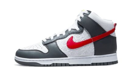 Nike Dunk High Embossed Basketball Grey Red authentique