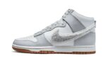 Nike Dunk High Retro Chenille Swoosh White Grey authentique