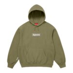 Supreme Box Logo Hooded Sweatshirt Light Olive authentique
